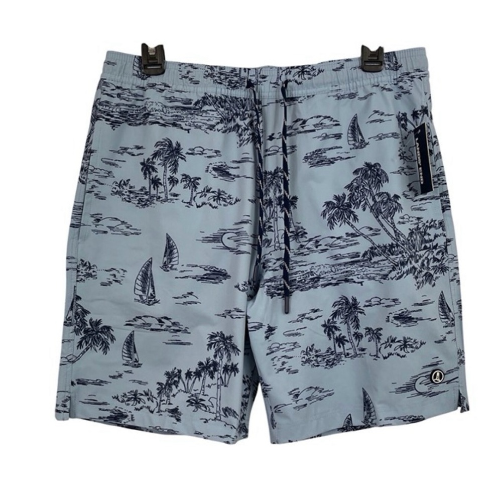 Men's Blue Tropical Board Shorts M Lands End